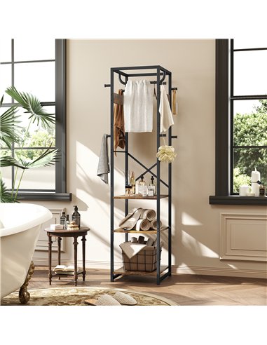 HOMCOM Multi-Storage Clothes Rack - Brown/Black