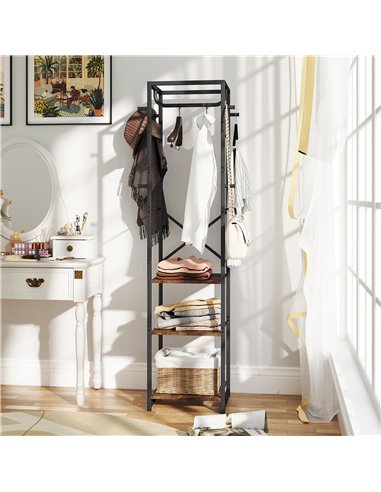 HOMCOM Multi-Storage Clothes Rack - Brown/Black
