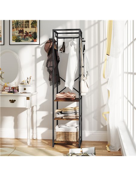 HOMCOM Multi-Storage Clothes Rack - Brown/Black - pic 154264 | FastDaddyshop