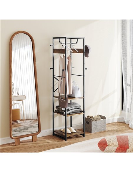 HOMCOM Multi-Storage Clothes Rack - Brown/Black - pic 154265 | FastDaddyshop