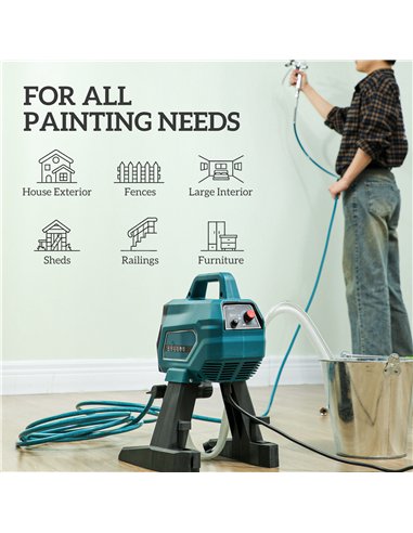 HOMCOM Airless Paint Sprayer, Thinning-Free, Electric﻿ Fence Paint Sprayer for Exterior and Interior DIY Painting Projects, Wall