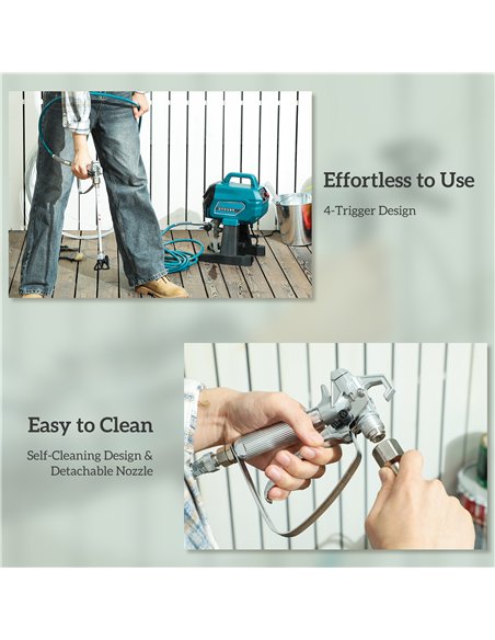 HOMCOM Airless Paint Sprayer, Thinning-Free, Electric﻿ Fence Paint Sprayer for Exterior and Interior DIY Painting Projects, Wall - pic 154272 | FastDaddyshop