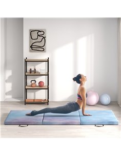 HOMCOM 6FT Foldable Gymnastics Mat, Tri-Fold 2" Thick Crash Mat with Carry Strap Handles for Home Training, Sky Blue 2