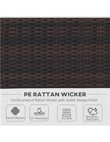 Outsunny 4-Seater Rattan Garden Sofa Set Outdoor Patio Wicker Weave 2-seater Bench Chairs & Coffee Table Conservatory, Brown