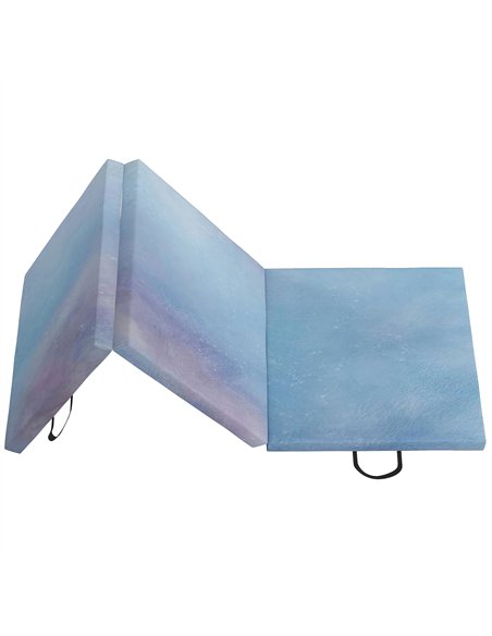 HOMCOM 6FT Foldable Gymnastics Mat, Tri-Fold 2" Thick Crash Mat with Carry Strap Handles for Home Training, Sky Blue - pic 154300 | FastDaddyshop