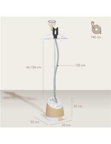HOMCOM 1800W Standing Clothes Steamer, with Accessories - Grey