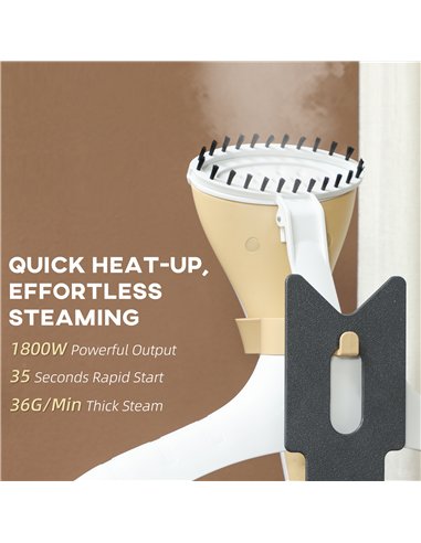 HOMCOM 1800W Standing Clothes Steamer, with Accessories - Grey