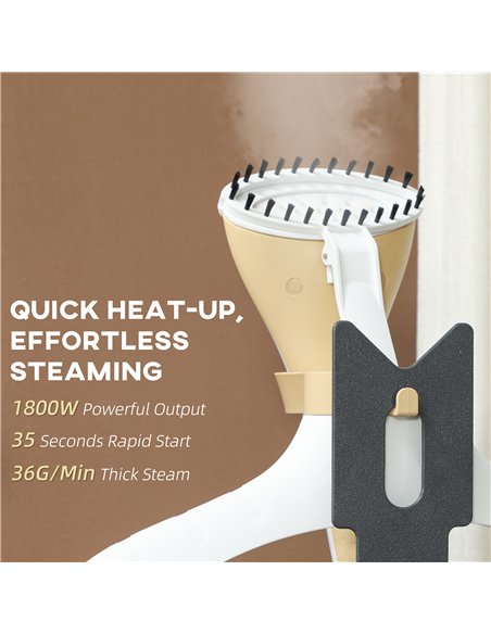 HOMCOM 1800W Standing Clothes Steamer, with Accessories - Grey - pic 154305 | FastDaddyshop