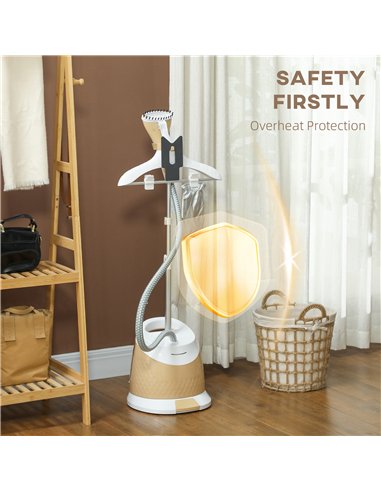 HOMCOM 1800W Standing Clothes Steamer, with Accessories - Grey