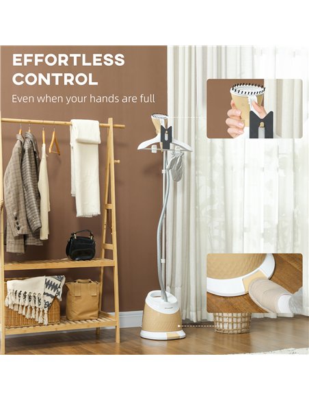 HOMCOM 1800W Standing Clothes Steamer, with Accessories - Grey - pic 154309 | FastDaddyshop