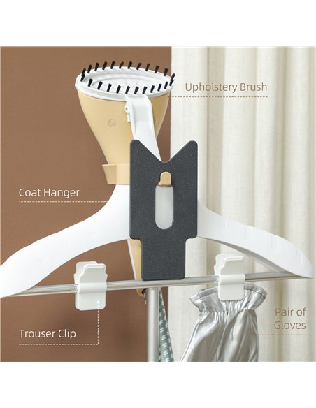 HOMCOM 1800W Standing Clothes Steamer, with Accessories - Grey - pic 154310 | FastDaddyshop
