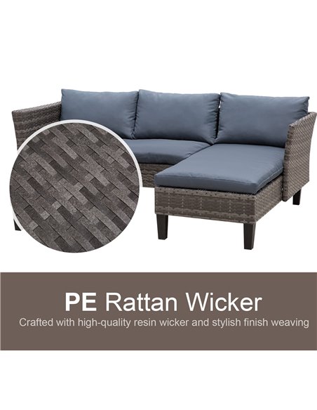Outsunny 4-Seater PE Rattan Garden Sofa Set with 2 Seats, Coffee Table, Grey - pic 15441 | FastDaddyshop