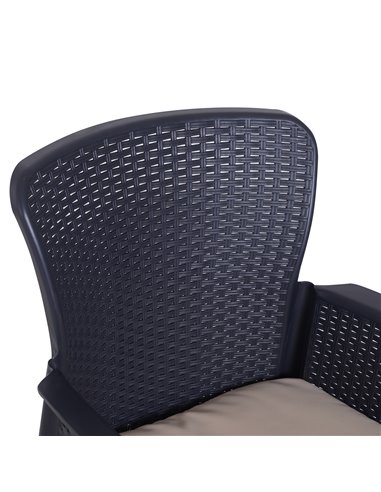 Outsunny 3 PCS Rattan Effect Garden Bistro Set with 2 Chairs & Coffee Table, Dark Brown