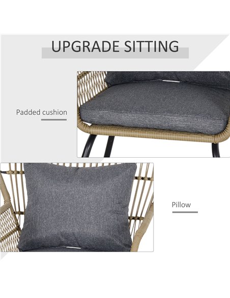 Outsunny 3 PCS PE Rattan Outdoor Dining Set with 2 Chairs, Coffee Table, Brown - pic 15462 | FastDaddyshop