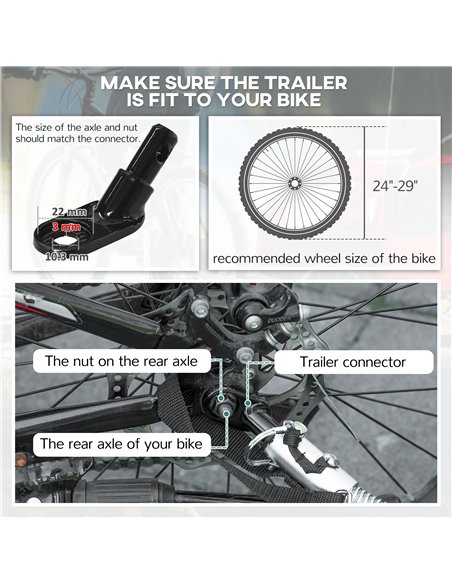 HOMCOM 2 Seat Bike Trailer with 5 Point Harness, Baby Bike Stroller with Safety Flag, Reflectors, for 18+ Months, Red - pic 154713 | FastDaddyshop