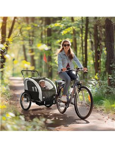 HOMCOM 2 Seat Bike Trailer with 5 Point Harness, Baby Bike Stroller with Safety Flag, Reflectors, for 18+ Months, Black 2