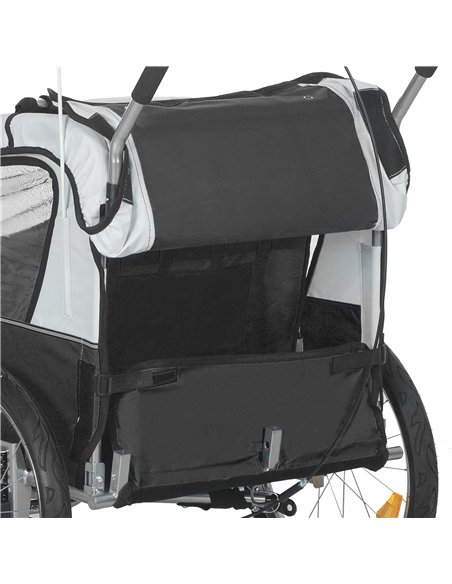 HOMCOM 2 Seat Bike Trailer with 5 Point Harness, Baby Bike Stroller with Safety Flag, Reflectors, for 18+ Months, Black - pic 154733 | FastDaddyshop
