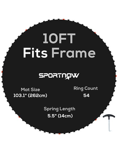 SPORTNOW Trampoline Replacement Mat with Spring Pull Tool, 54 V-Hooks, for 10ft Trampoline using 14cm Springs, Black - pic 154734 | FastDaddyshop