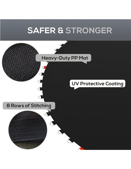 SPORTNOW Trampoline Replacement Mat with Spring Pull Tool, 54 V-Hooks, for 10ft Trampoline using 14cm Springs, Black - pic 154738 | FastDaddyshop