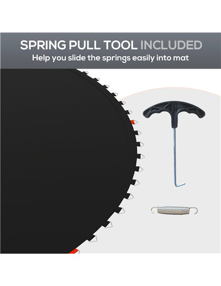 SPORTNOW Trampoline Replacement Mat with Spring Pull Tool, 54 V-Hooks, for 10ft Trampoline using 14cm Springs, Black - pic 154739 | FastDaddyshop