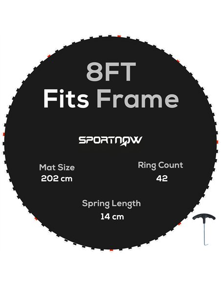 SPORTNOW Trampoline Replacement Mat with Spring Pull Tool, 42 V-Hooks, for 8ft Trampoline using 14cm Springs, Black - pic 154743 | FastDaddyshop