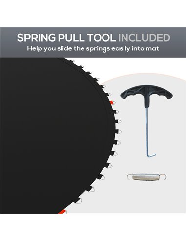 SPORTNOW Trampoline Replacement Mat with Spring Pull Tool, 42 V-Hooks, for 8ft Trampoline using 14cm Springs, Black