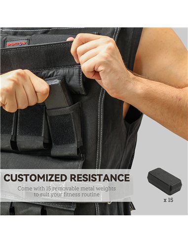 SPORTNOW 15KG Adjustable Weighted Vest, Running Weight Vest, with 30 Metal Weights, Reflective Strips, for Running, Exercise