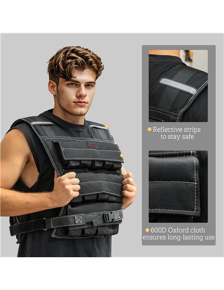 SPORTNOW 15KG Adjustable Weighted Vest, Running Weight Vest, with 30 Metal Weights, Reflective Strips, for Running, Exercise - pic 154758 | FastDaddyshop