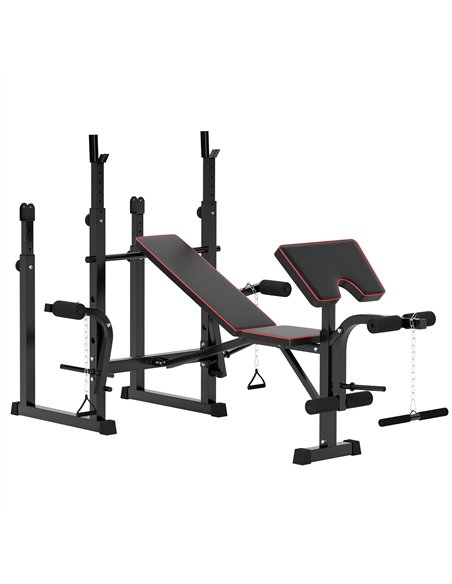 SPORTNOW Folding Weight Bench with Bench Press Rack, Preacher Curl Bench, Leg Curl Machine, Incline or Flat Workout Bench for Ho - pic 154761 | FastDaddyshop
