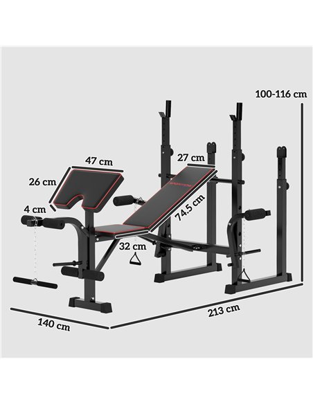 SPORTNOW Folding Weight Bench with Bench Press Rack, Preacher Curl Bench, Leg Curl Machine, Incline or Flat Workout Bench for Ho - pic 154763 | FastDaddyshop