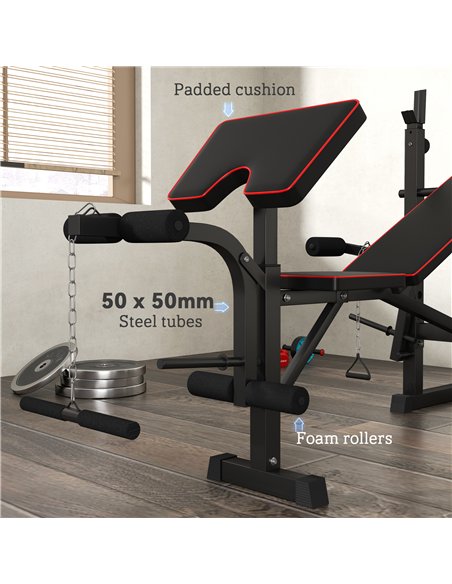 SPORTNOW Folding Weight Bench with Bench Press Rack, Preacher Curl Bench, Leg Curl Machine, Incline or Flat Workout Bench for Ho - pic 154764 | FastDaddyshop
