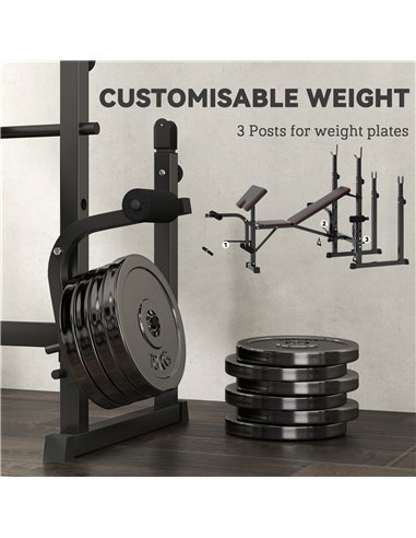 SPORTNOW Folding Weight Bench with Bench Press Rack, Preacher Curl Bench, Leg Curl Machine, Incline or Flat Workout Bench for Ho