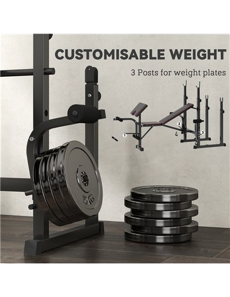 SPORTNOW Folding Weight Bench with Bench Press Rack, Preacher Curl Bench, Leg Curl Machine, Incline or Flat Workout Bench for Ho - pic 154765 | FastDaddyshop