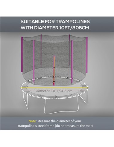 SPORTNOW 10ft Trampoline Net Replacement with 6 Plastic Pole Covers, Weather-Resistant Trampoline Netting Replacement with Zippe