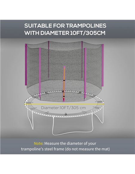 SPORTNOW 10ft Trampoline Net Replacement with 6 Plastic Pole Covers, Weather-Resistant Trampoline Netting Replacement with Zippe - pic 154773 | FastDaddyshop