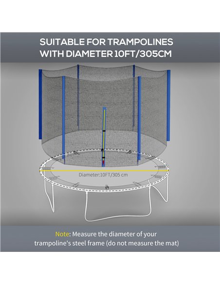 SPORTNOW 10ft Trampoline Net Replacement with 6 Plastic Pole Covers, Weather-Resistant Trampoline Netting Replacement with Zippe - pic 154782 | FastDaddyshop