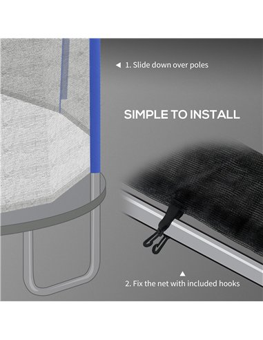 SPORTNOW 10ft Trampoline Net Replacement with 6 Plastic Pole Covers, Weather-Resistant Trampoline Netting Replacement with Zippe