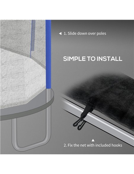SPORTNOW 10ft Trampoline Net Replacement with 6 Plastic Pole Covers, Weather-Resistant Trampoline Netting Replacement with Zippe - pic 154784 | FastDaddyshop