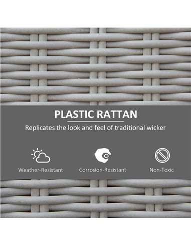 Outsunny 5 Pieces Outdoor PE Rattan Furniture with Chairs, Footstools, Coffee Table & Cover, Grey