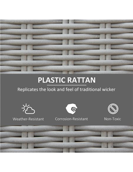 Outsunny 5 Pieces Outdoor PE Rattan Furniture with Chairs, Footstools, Coffee Table & Cover, Grey - pic 15479 | FastDaddyshop