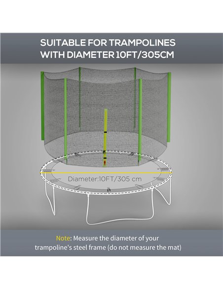 SPORTNOW 10ft Trampoline Net Replacement with 6 Plastic Pole Covers, Weather-Resistant Trampoline Netting Replacement with Zippe - pic 154791 | FastDaddyshop