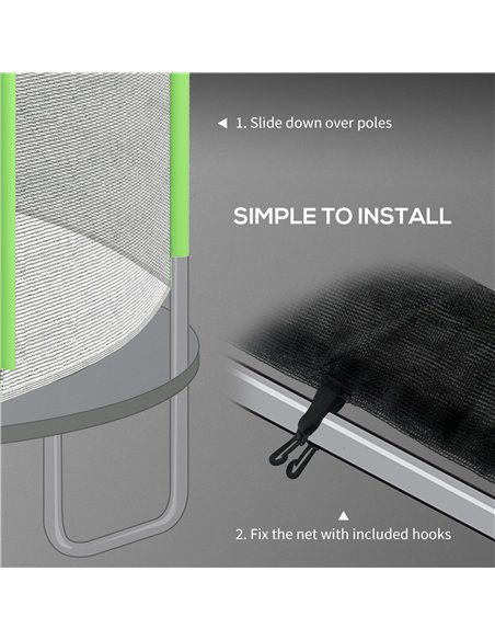 SPORTNOW 10ft Trampoline Net Replacement with 6 Plastic Pole Covers, Weather-Resistant Trampoline Netting Replacement with Zippe - pic 154793 | FastDaddyshop