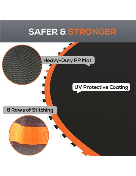 SPORTNOW Replacement Trampoline Mat with Spring Pull Tool, 72 V-Hooks, for 12ft Trampoline using 14cm Springs, Orange - pic 154801 | FastDaddyshop