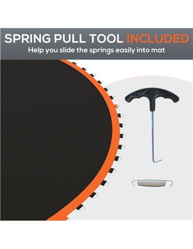 SPORTNOW Replacement Trampoline Mat with Spring Pull Tool, 72 V-Hooks, for 12ft Trampoline using 14cm Springs, Orange