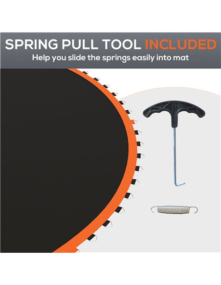 SPORTNOW Replacement Trampoline Mat with Spring Pull Tool, 72 V-Hooks, for 12ft Trampoline using 14cm Springs, Orange - pic 154802 | FastDaddyshop