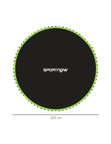SPORTNOW Replacement Trampoline Mat with Spring Pull Tool, 72 V-Hooks, for 12ft Trampoline using 14cm Springs, Green