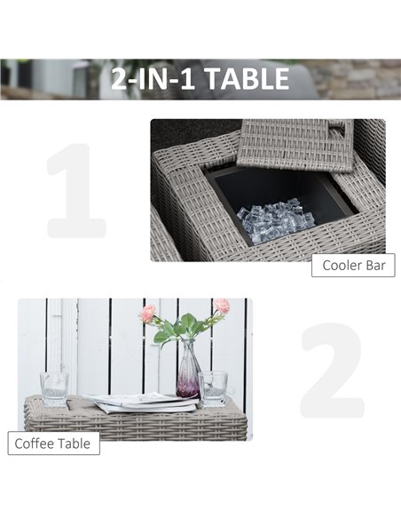 Outsunny 5 Pieces Outdoor PE Rattan Furniture with Chairs, Footstools, Coffee Table & Cover, Grey - pic 15481 | FastDaddyshop