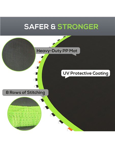 SPORTNOW Replacement Trampoline Mat with Spring Pull Tool, 72 V-Hooks, for 12ft Trampoline using 14cm Springs, Green - pic 154810 | FastDaddyshop