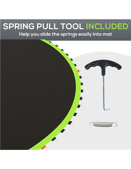 SPORTNOW Replacement Trampoline Mat with Spring Pull Tool, 72 V-Hooks, for 12ft Trampoline using 14cm Springs, Green - pic 154811 | FastDaddyshop