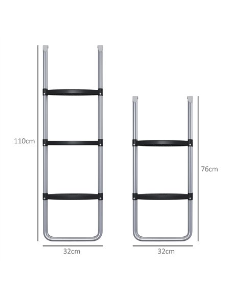 SPORTNOW Galvanised Steel Trampoline Ladder, 2 Steps/3 Steps Outdoor Trampoline Accessories for 6ft, 8ft, 10ft, 12ft, 13ft, 14ft - pic 154826 | FastDaddyshop